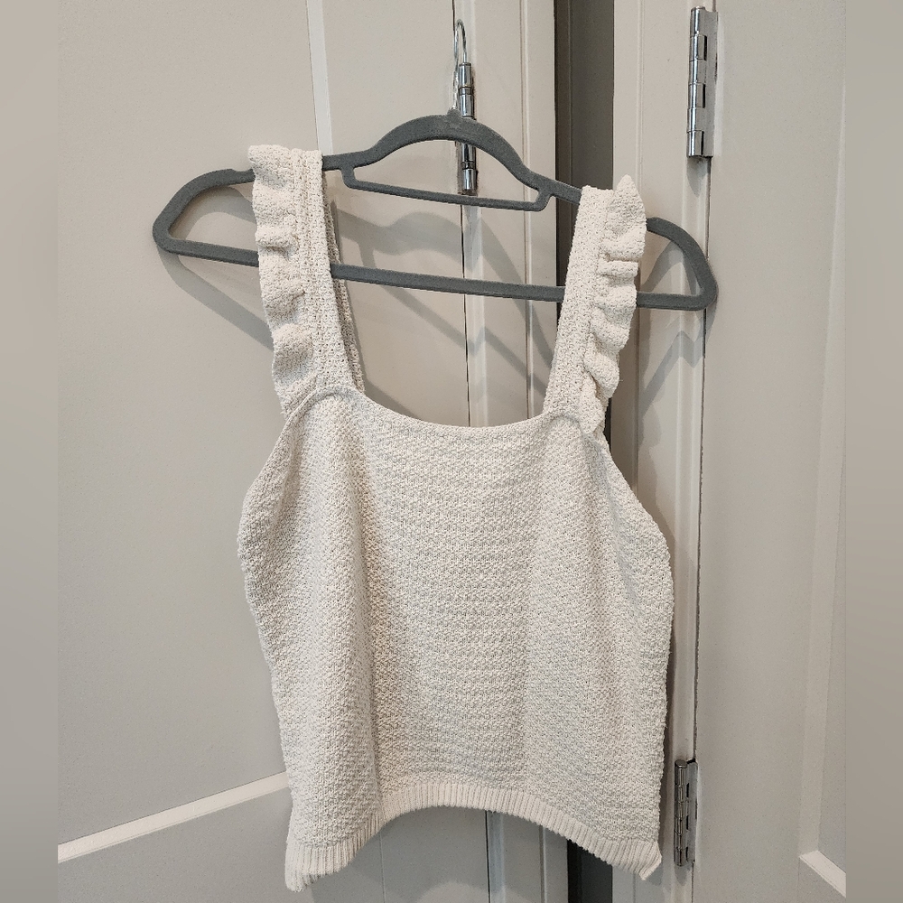 Madewell Cream Textured Knit Top